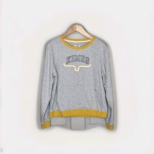 Kimes Ranch Sweatshirt Medium  Crewneck Western Longhorn  Front Pocket Yellow